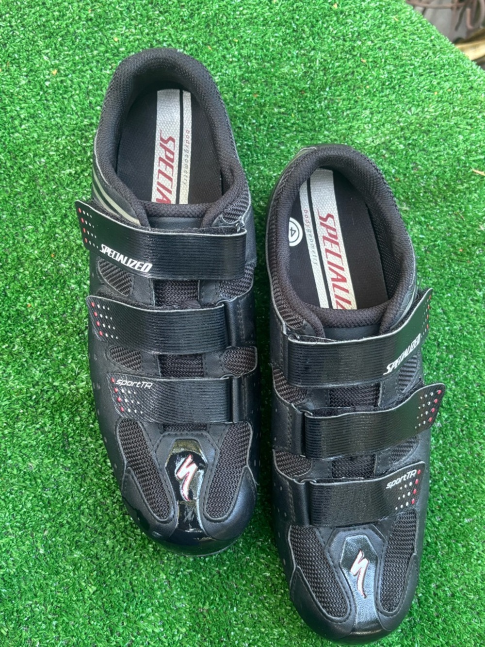Specialized Black Cycling Shoes with Red Accents